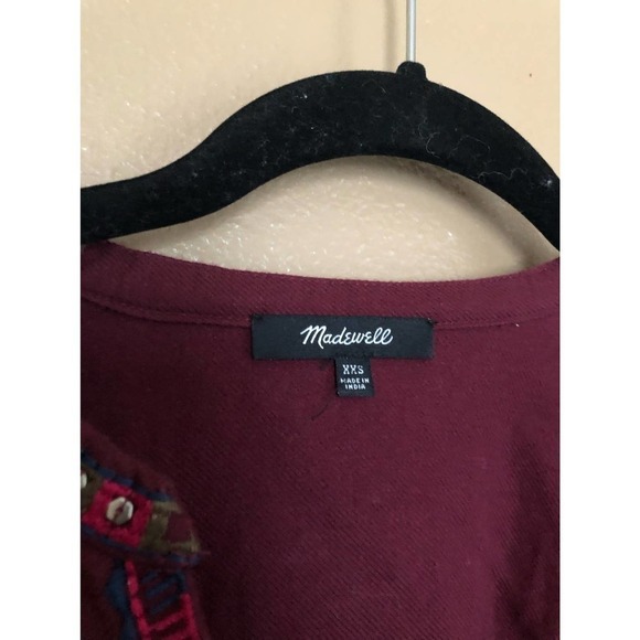 Madewell Deep Red VNeck Embroidered Blouse Size XXS - Picture 3 of 6